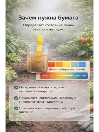 Лакмусовая бумага для измерения кислотности почвы 20 тестов Благодатное земледелие